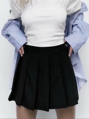 Zara Black Pleated Mini Skirt